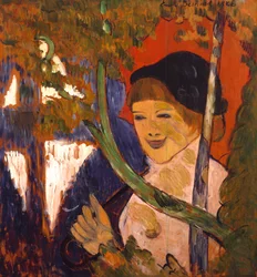 Breton flicka med ett rött paraply, 1888